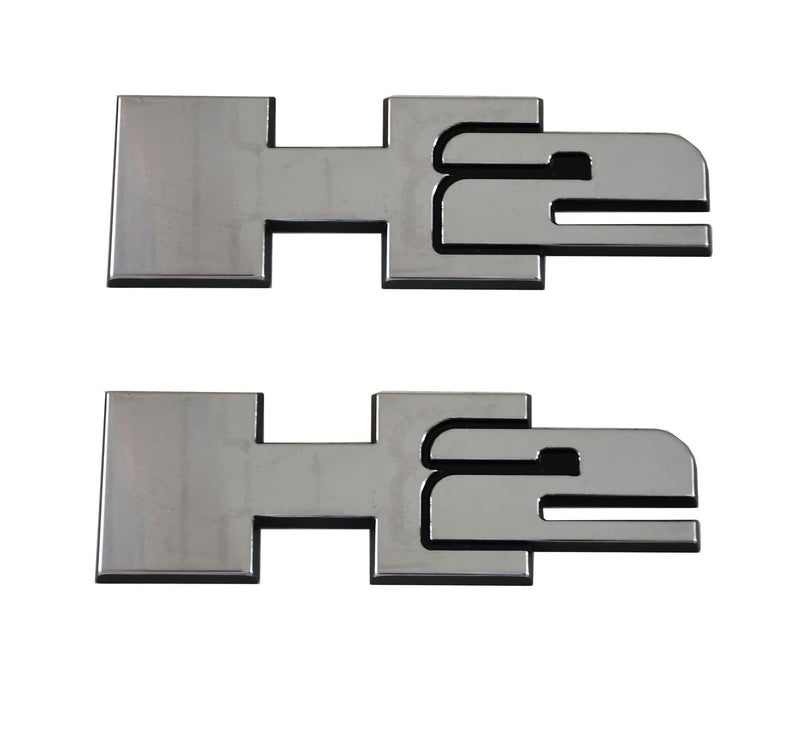 Algasan 2pcs H2 Rear Liftgate Door Nameplate 3D Badge Emblems Replacement for 2003-2009 Hummer H2 (Chrome) - Image 1